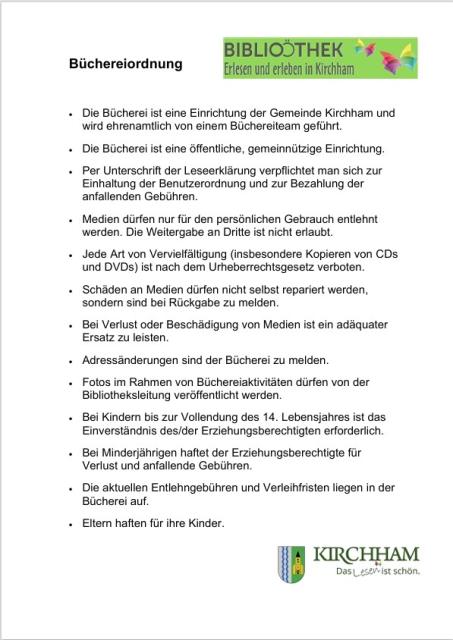 Büchereibenutzerordnung